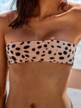 TRIANGL Leopard Spot Neoprene Bandeau Bikini Top Size Medium